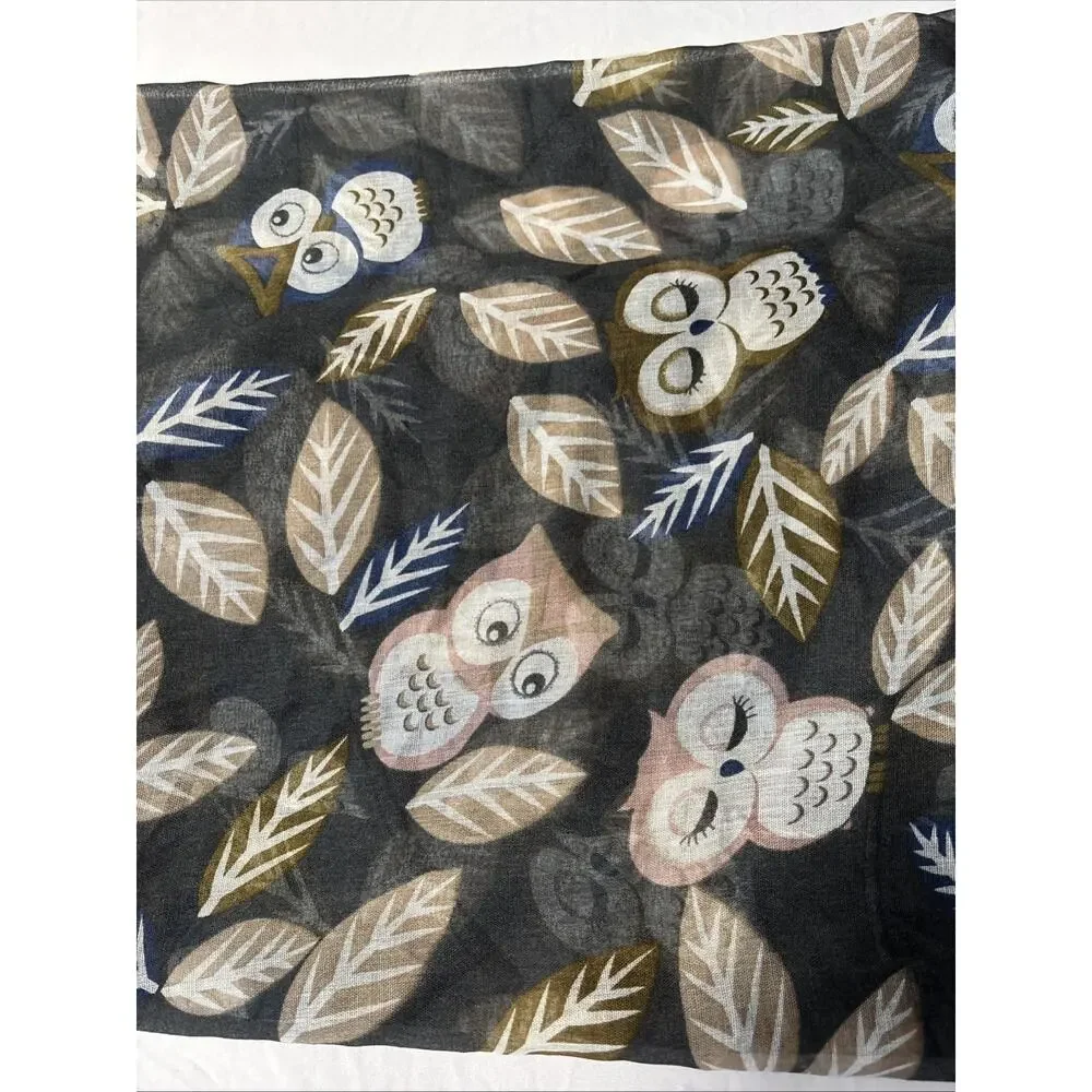 Women's Sheer Baby Owl Infinity Scarf‎ Lightweight Fall Autumn Neutral Preppy